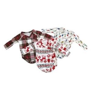 Hanna Andersson Christmas Baby Bodysuits Lot of 3 Long Sleeve Baby 0-3mo Holiday